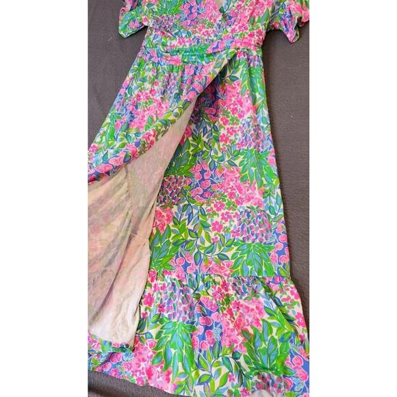 LILLY PULITZER Juliet Ruffle‎ Midi Dress Sz M Cherry On Top Multi Floral Stretch - Picture 5 of 11